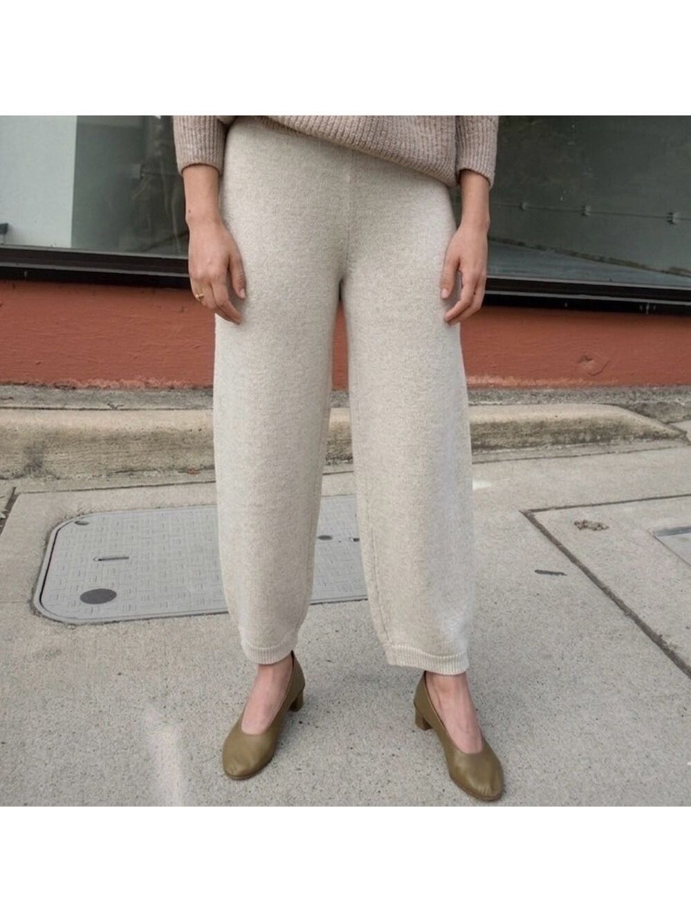 Cozy Knit Wide-Leg Pants in Oatmeal